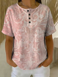 Women's Floral Art Print Casual Cotton Shirt
