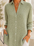 Women's Waffle Shirt Casual Shirt Summer Tops Ombre Floral Graphic Elegant Vintage Stylish Long Sleeve Turndown Long Tops