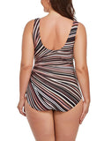 Brown Prism Sarong Front One Piece Swimsuit