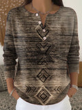 Vintage Abstract Geometric Art Print Buttoned Cardigan Sweater