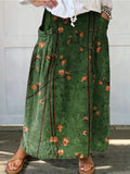 Women's Floral Print Linen Pocket Skirt