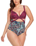 Aztec Cut Out Underwire One Piece Swimsuit