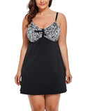 Black White Jungle Tie Front Underwire Swimdress