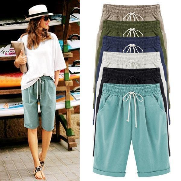 Plus Size Pockets Casual Shorts