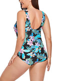 Pink Floral Sarong Front One Piece Swimsuit