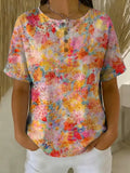 Women's Floral Art Print Casual Cotton Shirt