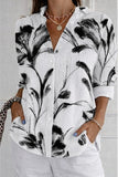 Women's Waffle Shirt Casual Shirt Summer Tops Graphic Geometric Vintage Stylish Long Sleeve Turndown Long Tops