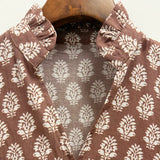 Charming Vintage Floral Printed V Neck Blouse Women's Cozy 3/4 Sleeve Top