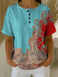 Women's Floral Art Print Casual Cotton Shirt
