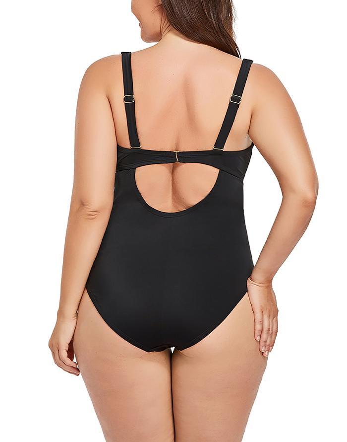 Black Cut Out Underwire One Piece Swimsuit