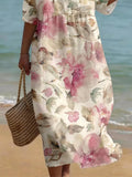 Women's Casual Floral Print Round Neck Dress
