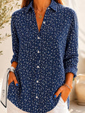 Women's Waffle Shirt Casual Shirt Summer Tops Ombre Floral Graphic Elegant Vintage Stylish Long Sleeve Turndown Long Tops