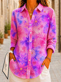 Women's Waffle Shirt Blouse Buttons Print Graphic Geometric Striped Vacation Daily Casual Long Sleeve Collar Shirt Collar Long Tops