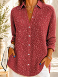 Women's Waffle Shirt Casual Shirt Summer Tops Ombre Floral Graphic Elegant Vintage Stylish Long Sleeve Turndown Long Tops