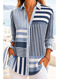 Women's Waffle Shirt Casual Shirt Summer Tops Ombre Floral Graphic Elegant Vintage Stylish Long Sleeve Turndown Long Tops