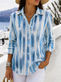 Women's Waffle Polo Shirts Casual Shirt Summer Tops Graphic Geometric Vintage Stylish Long Sleeve Turndown Regular Tops