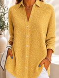 Women's Waffle Shirt Casual Shirt Summer Tops Ombre Floral Graphic Elegant Vintage Stylish Long Sleeve Turndown Regular Tops
