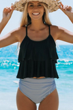 Stripe Print Cute Tankini Set