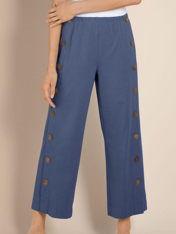 Mid Waist Straight Fit Casual Pants