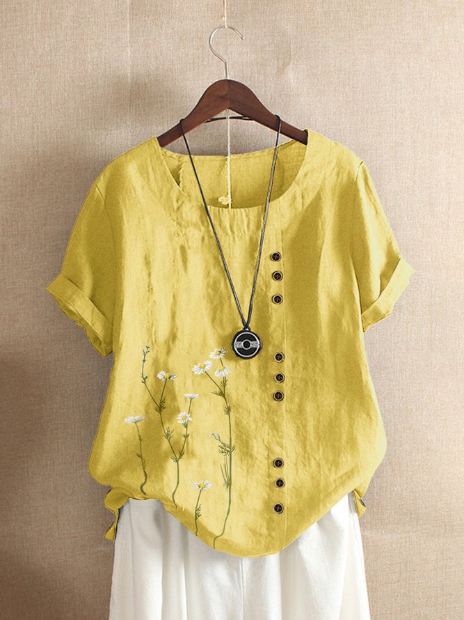 Crew Neck Short Sleeve Casual Shift Top