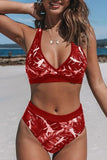 Leaf Print Halter Bikini