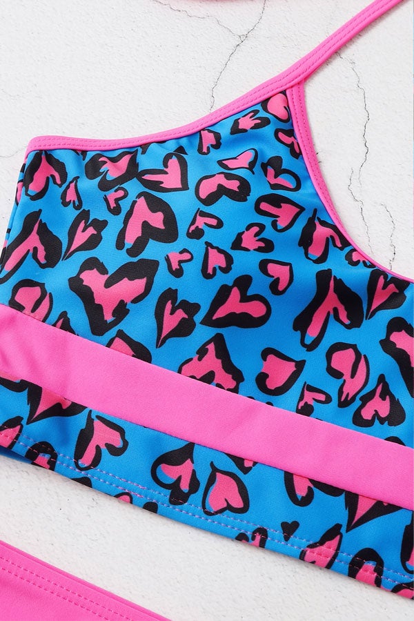 Heart Pattern Halter High Waisted Bikini Swimsuit