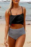 Striped High Waist Sling Bikini