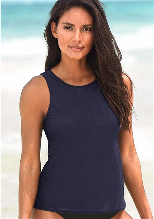 Black Basic Pure Color Tankini Set
