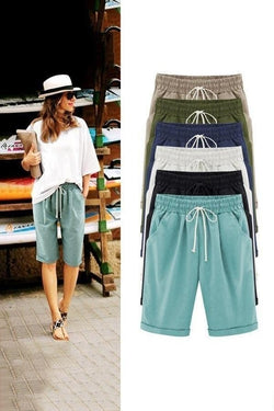 Color Plus Size Pockets  Beach Wear Casual Shorts