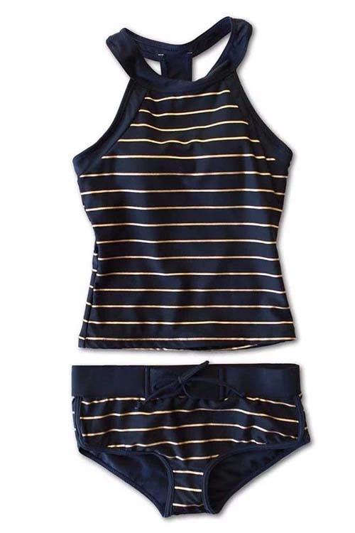 Halter Striped Tankini Set