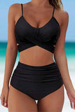 Bandeau High Waisted Tummy Control Two Piece Bikini