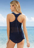Dark Blue Crochet Lace Tankini Set