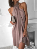 Fashion Halter Neck Irregular Loose Fit Mini Dress