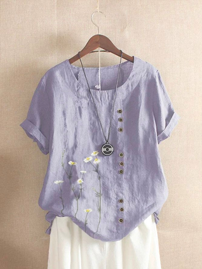 Crew Neck Short Sleeve Casual Shift Top