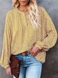 Floral Long Sleeve V-Neck Loose Casual Shirt