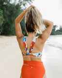 Brushed Floral Switch V Crop Bikini Set