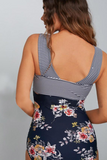 Square Neck Color Block One Piece - Navy Lilly Stripes