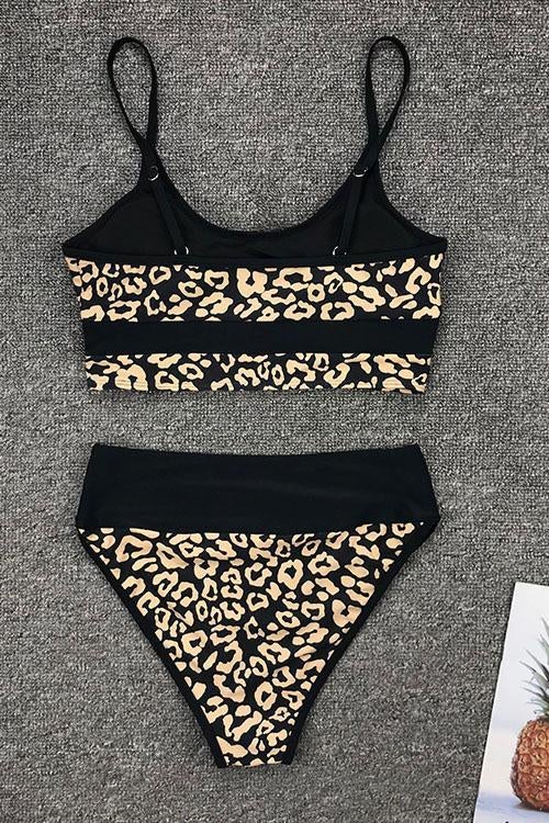 Leopard Joint High Waist String Bikini