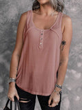 Solid Color U-Neck Button Modal Tank Shirt