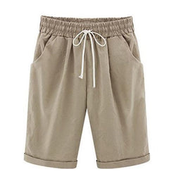 Color Plus Size Pockets  Beach Wear Casual Shorts