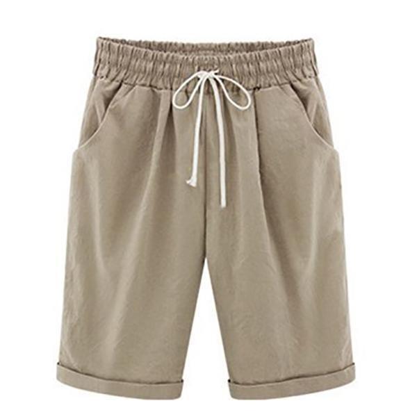 Color Plus Size Pockets  Beach Wear Casual Shorts