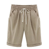 Color Plus Size Pockets  Beach Wear Casual Shorts