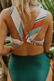 Color Patchwork Stripe Swim Set