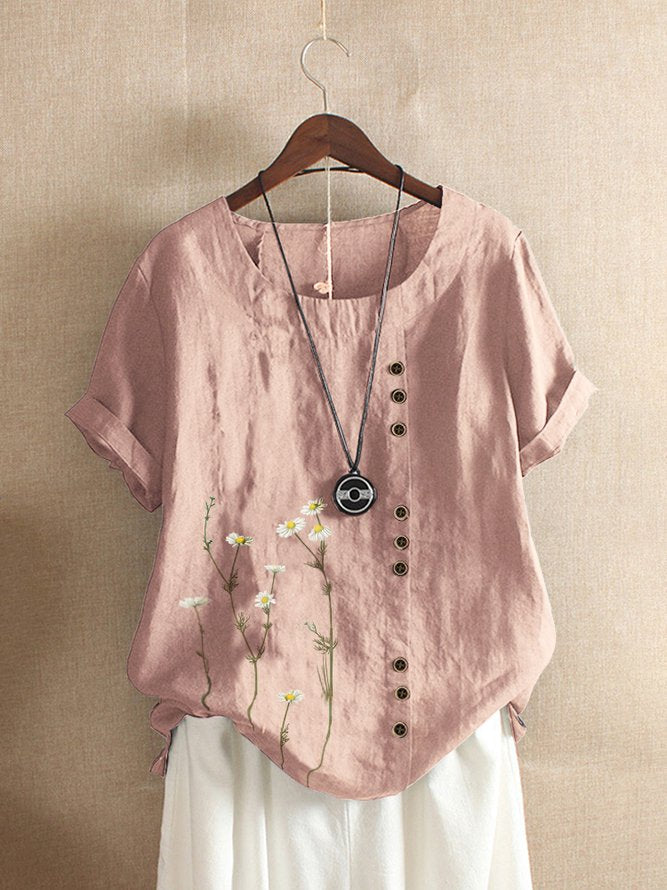 Crew Neck Short Sleeve Casual Shift Top