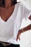 V-Neck Ruffled Short Sleeve T-Shirt