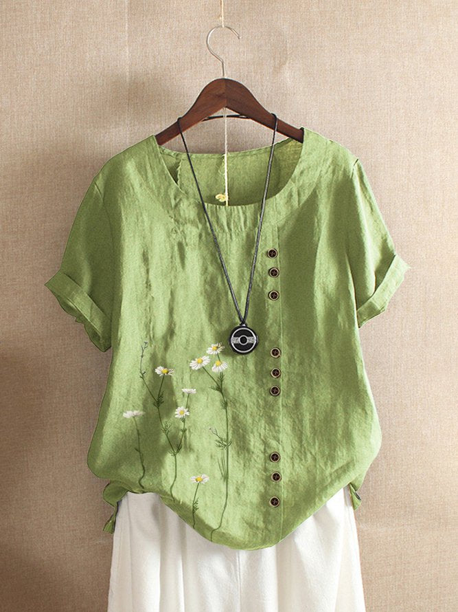 Crew Neck Short Sleeve Casual Shift Top
