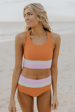 Madi Textured Color Block Bikini Set