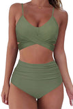 Bandeau High Waisted Tummy Control Two Piece Bikini