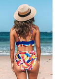 Blue Asymmetric High Waist Bikini Set