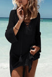 V Neck Hollow Bandage Tassel Cover UP